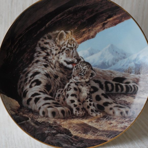 The Snow Leopard Endangered Species Collectible 1989 Vintage Plate Will Nelson - Picture 2 of 4